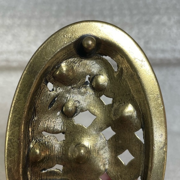 Western Brass (?) Floral Rhinestone Open Work Cowgirl Vintage 90s Belt Buckle - Picture 4 of 8